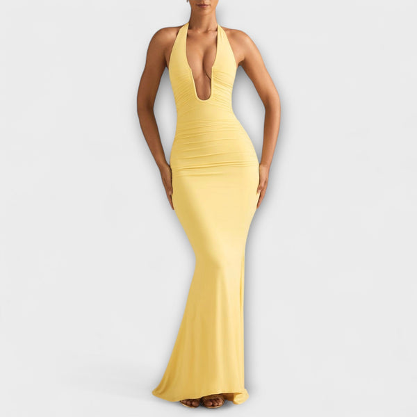 Robe de gala halter raffinée sans dos