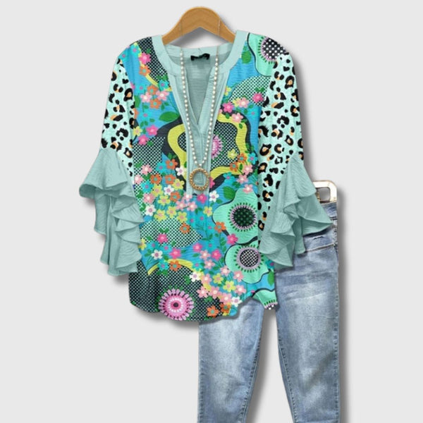 Inès - Blouse florale vintage Édition Limitée pour femme raffinées
