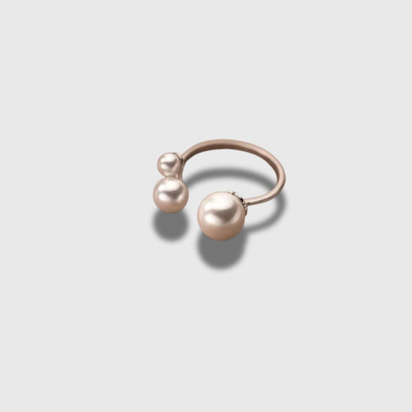 Bague ajustable en perles d'eau douce triples