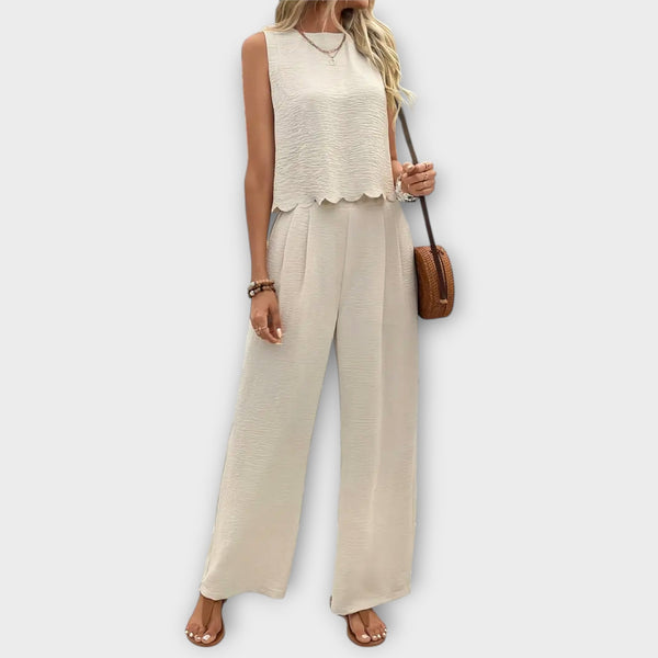 Valeria - Gilet avec bord en pétales & Pantalon long